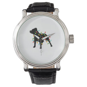 Pitbull-kerstverlichting met kerstcadeaus Hondenli Horloge
