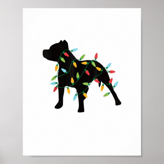 Pitbull-kerstverlichting met kerstcadeaus Hondenli Poster (Voorkant)