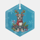  Pitbull kerstversiering Glas Ornament (Voorkant)