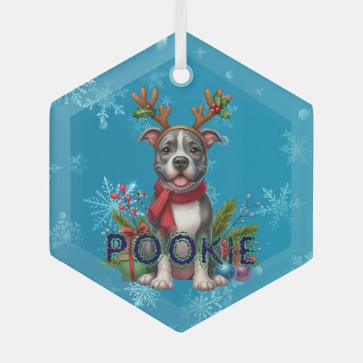  Pitbull kerstversiering Glas Ornament (Voorkant)