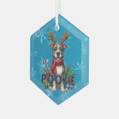  Pitbull kerstversiering Glas Ornament (Voorkant links)