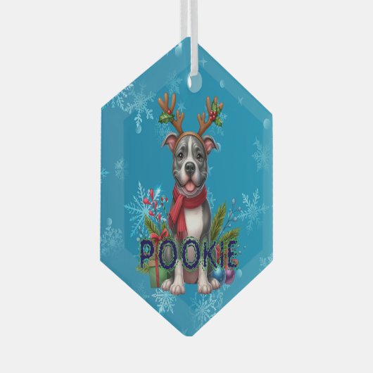  Pitbull kerstversiering Glas Ornament (Voorkant Rechts)