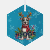  Pitbull kerstversiering Glas Ornament (Achterkant)