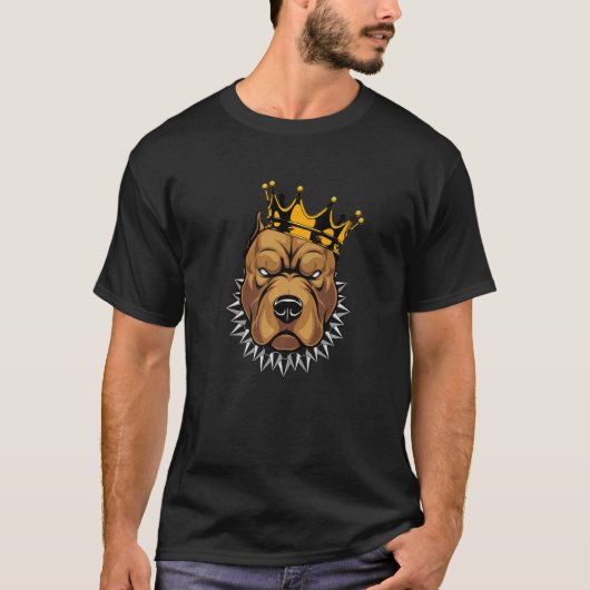 Pitbull King Dog head of a spiteful with Crown Str T-shirt (Voorkant)