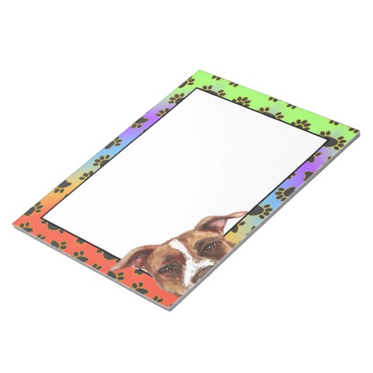 Pitbull kleurig hondpawpatroon notitieblok (Schuin)