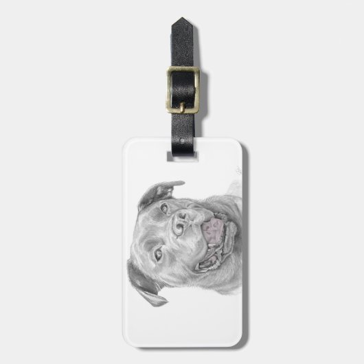Pitbull Kunsttekening Bagagelabel (Voorkant verticaal)