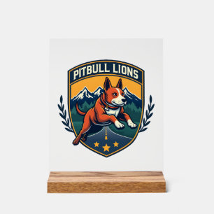 Pitbull Leeuwen Vintage Mascotte Sport Badge Vecto Acryl Bord