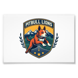 Pitbull Leeuwen Vintage Mascotte Sport Badge Vecto Foto Afdruk