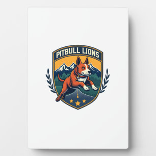 Pitbull Leeuwen Vintage Mascotte Sport Badge Vecto Fotoplaat