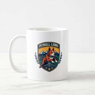 Pitbull Leeuwen Vintage Mascotte Sport Badge Vecto Koffiemok