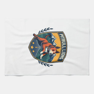 Pitbull Leeuwen Vintage Mascotte Sport Badge Vecto Theedoek