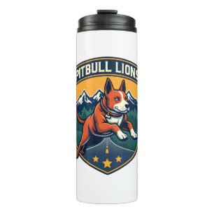 Pitbull Leeuwen Vintage Mascotte Sport Badge Vecto Thermosbeker