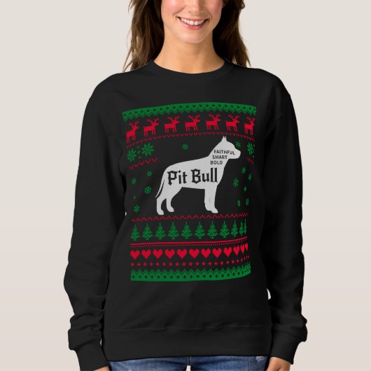 Pitbull Lelijke Kersttrui Xmas Pitbull Trui (Voorkant)