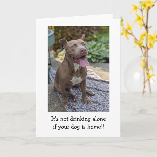 Pitbull Liefde Grappig Kaart (Gele Bloem)