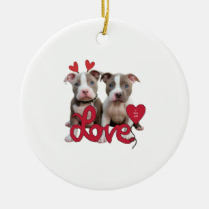 Pitbull-liefde Keramisch Ornament