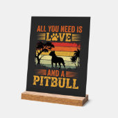 Pitbull Liefde Retro Zonsondergang Hond Acryl Bord (Hoek)