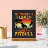 Pitbull Liefde Retro Zonsondergang Hond Acryl Bord (Huwelijk)