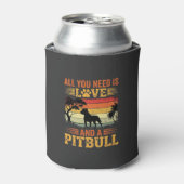 Pitbull Liefde Retro Zonsondergang Hond Blikjeskoeler (Blikje Voorkant)