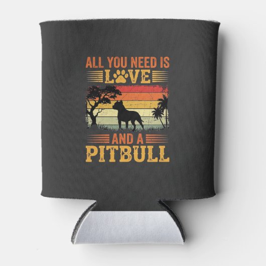 Pitbull Liefde Retro Zonsondergang Hond Blikjeskoeler (Voorkant)