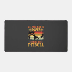 Pitbull Liefde Retro Zonsondergang Hond Bureaumat