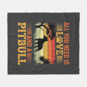 Pitbull Liefde Retro Zonsondergang Hond Fleece Deken (Voorkant (Horizontaal))
