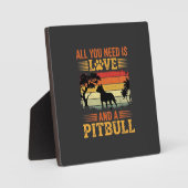 Pitbull Liefde Retro Zonsondergang Hond Fotoplaat (Voorkant)