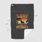 Pitbull Liefde Retro Zonsondergang Hond Golfhanddoek (Insitu)