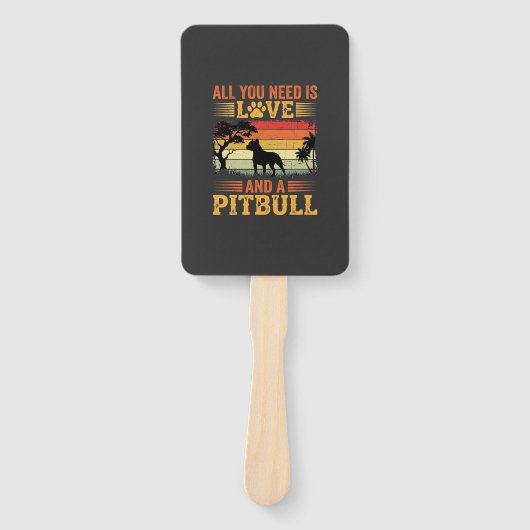 Pitbull Liefde Retro Zonsondergang Hond Handwaaier (Voorkant)
