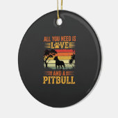 Pitbull Liefde Retro Zonsondergang Hond Keramisch Ornament (Links)
