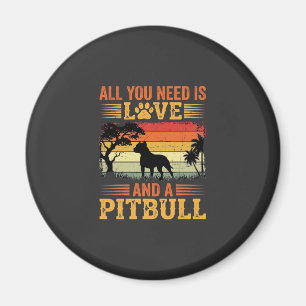 Pitbull Liefde Retro Zonsondergang Hond Magneet