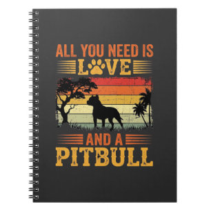 Pitbull Liefde Retro Zonsondergang Hond Notitieboek