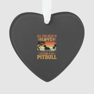 Pitbull Liefde Retro Zonsondergang Hond Ornament