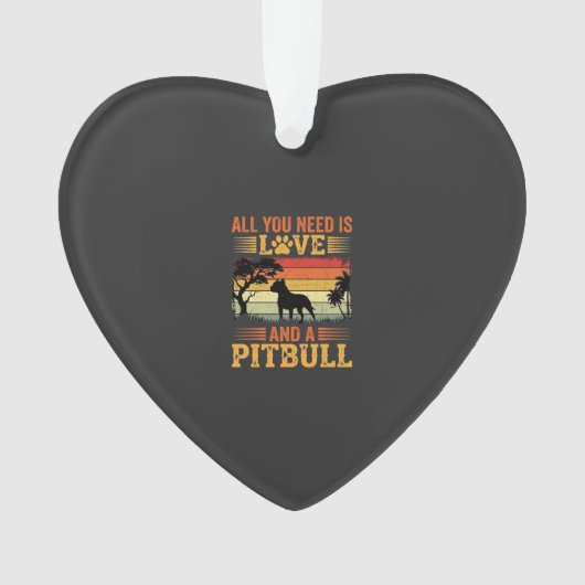 Pitbull Liefde Retro Zonsondergang Hond Ornament (voorkant)