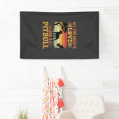 Pitbull Liefde Retro Zonsondergang Hond Spandoek (Insitu)
