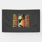 Pitbull Liefde Retro Zonsondergang Hond Spandoek (Horizontaal)