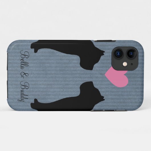 Pitbull Liefde Silhouet Case-Mate iPhone Case (Achterkant (horizontaal))