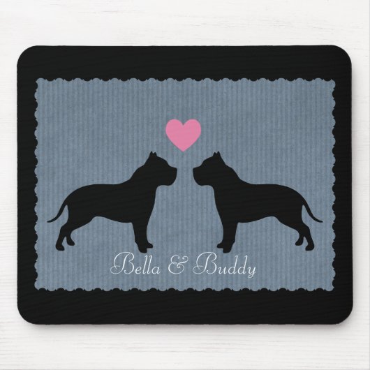 Pitbull Liefde Silhouet Muismat (Voorkant)