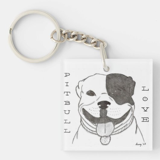 Pitbull Love Acryllic Sleutelhanger (voorkant)