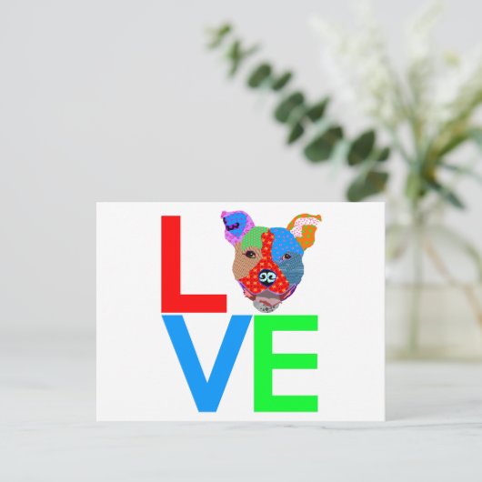 Pitbull Love Briefkaart (Staand voorkant)