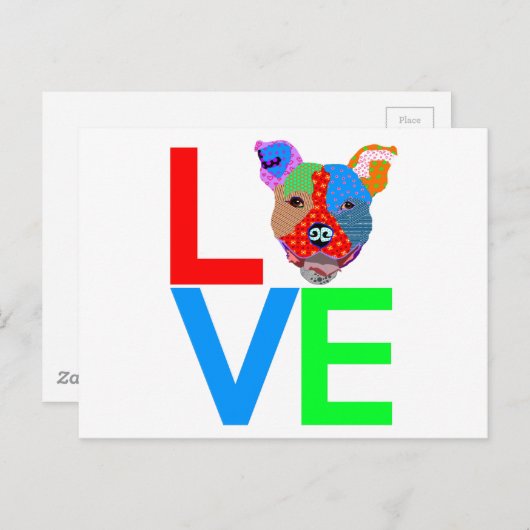 Pitbull Love Briefkaart (Voorkant / Achterkant)