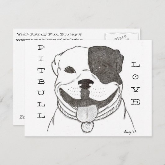 Pitbull Love Briefkaart (Voorkant / Achterkant)