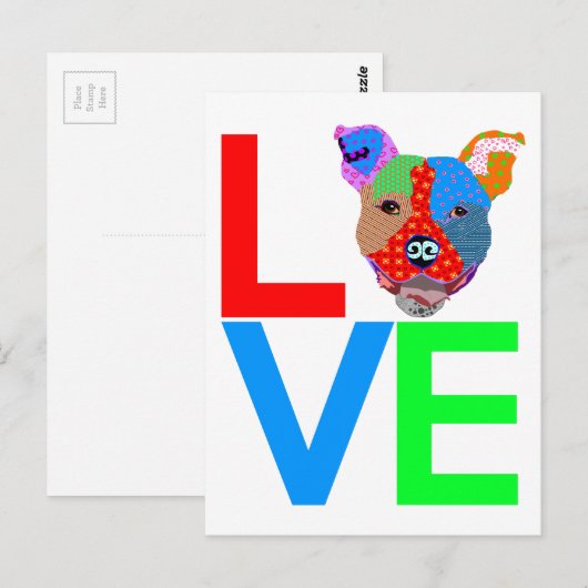 Pitbull Love Briefkaart (Voorkant / Achterkant)