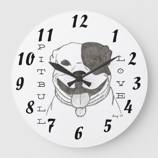 Pitbull Love Clock Grote Klok (Voorkant)