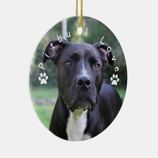 Pitbull Love Custom Afbeelding Keramisch Ornament (Rechts)