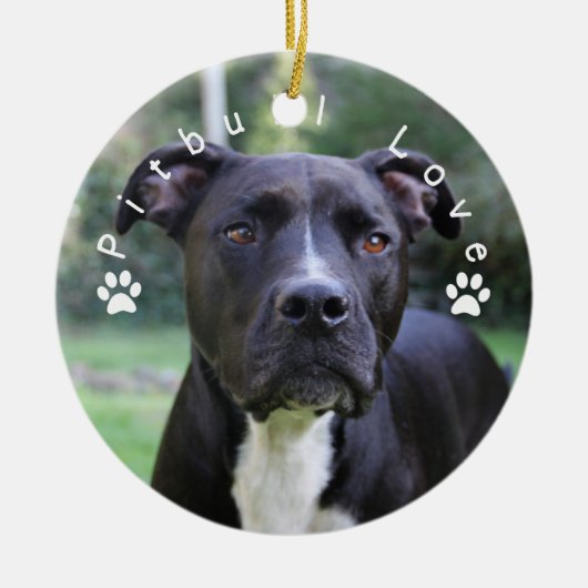 Pitbull Love Custom Afbeelding Keramisch Ornament (Voorkant)