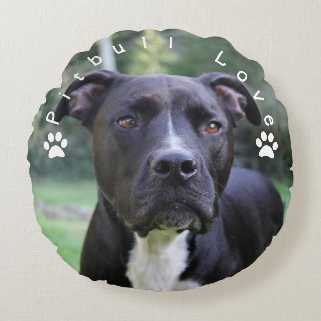 Pitbull Love Custom Afbeelding Rond Kussen (Voorkant)