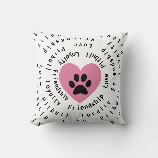 Pitbull Love Friendship Loyalty Swirl Kussen (Voorkant)