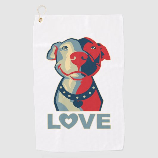 Pitbull - LOVE Golfhanddoek (Voorkant)