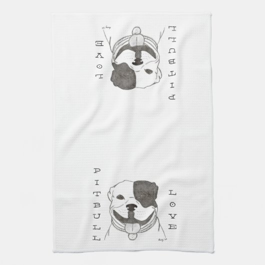 Pitbull Love Kitchen Towel Theedoek (Verticaal)