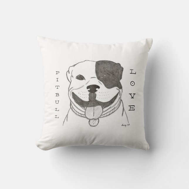 Pitbull Love Pillow - Black Kussen (Voorkant)